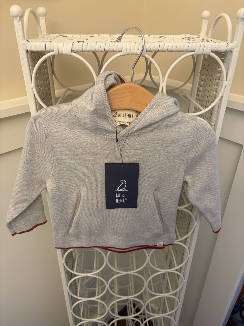 Me & Henry Toddler Gray Hoodie with Red Trim